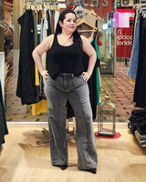 PANTALON JEAN WIDE LEG - Gris