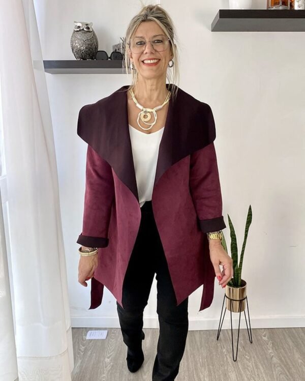 Blazer Tapado de Gamuza Sintética Stretch BORDÓ
