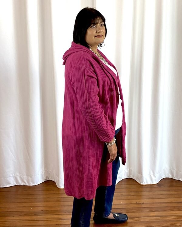 Saco Largo Muselina Cardigan ALAMO Fucsia - Imagen 3