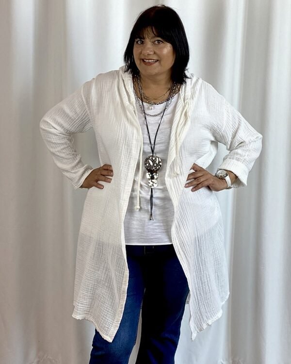 Saco Largo Muselina Cardigan ALAMO Blanco