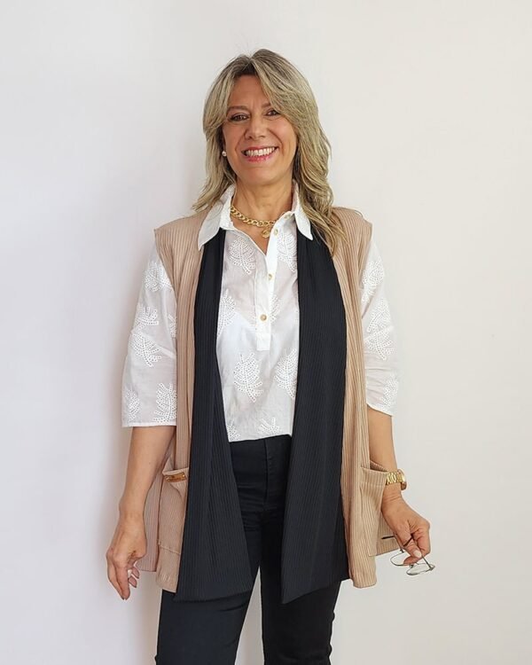Chaleco Corto Punto de Hilo MIAMI BEIGE - Imagen 8