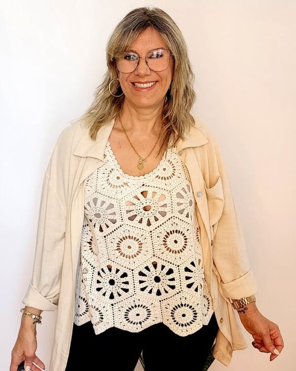 Musculosa Blusa Calada tipo Crochet - Imagen 4