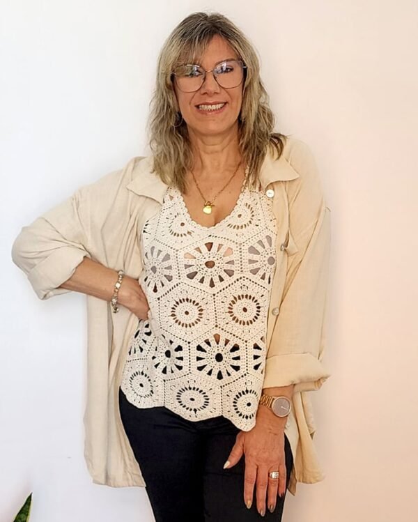 Musculosa Blusa Calada tipo Crochet - Imagen 6