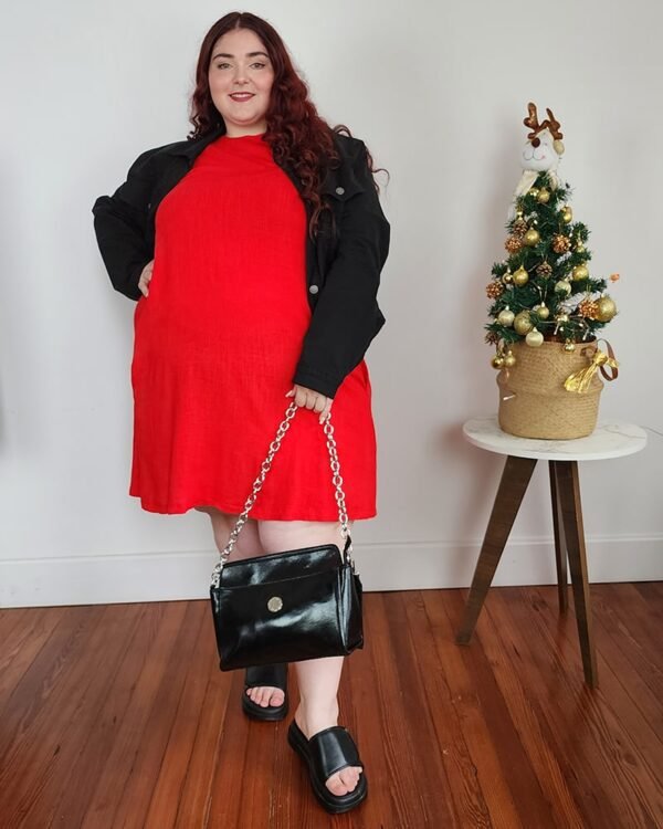 Vestido Lino y Algodón CLEO Rojo - Imagen 6