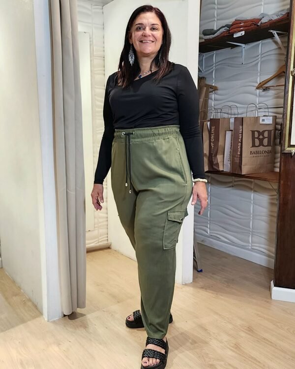 Babucha Cargo Pantalón Lino Camisero GREEN - Imagen 2