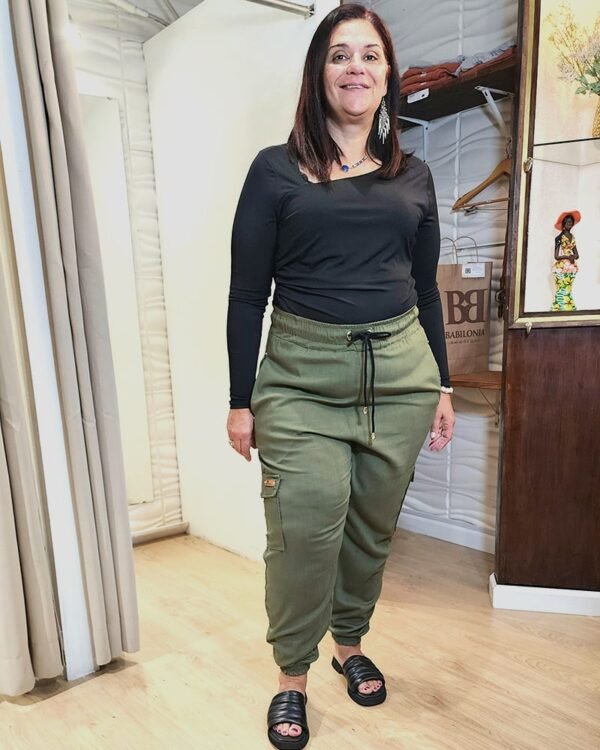 Babucha Cargo Pantalón Lino Camisero GREEN - Imagen 3