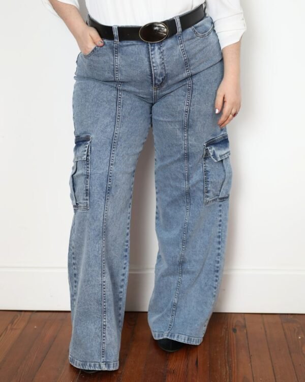 Pantalón Jean Cargo Línea Celeste Vintage - Imagen 2