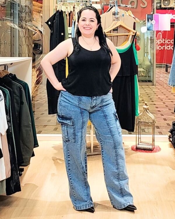 Pantalón Jean Cargo Línea Celeste Vintage - Imagen 6
