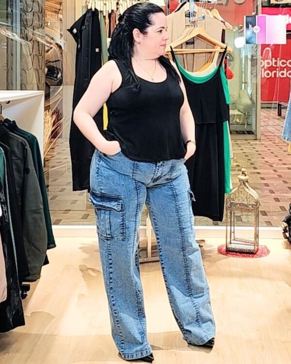 Pantalón Jean Cargo Línea Celeste Vintage - Imagen 7
