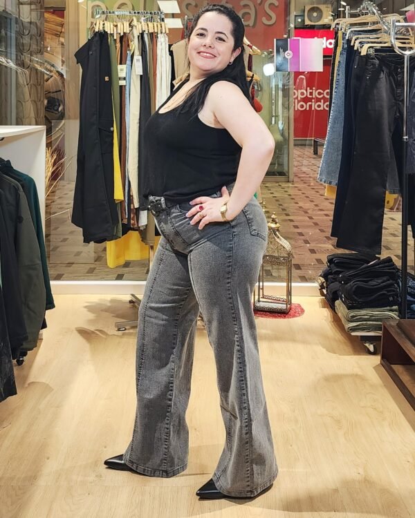 Pantalón Jean Wide Leg LÍNEA Gris - Imagen 6