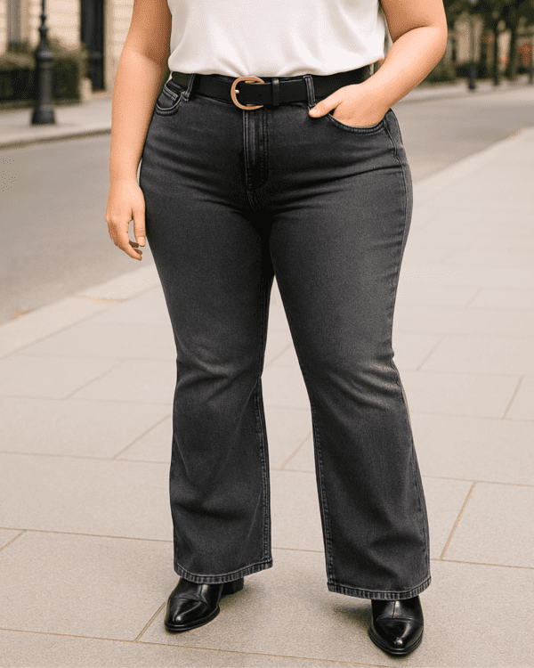 Pantalón Jean "FLARE CORTO GRIS" - Imagen 6