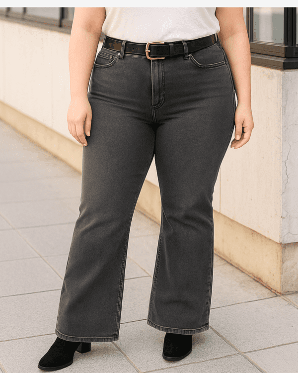 Pantalón Jean "FLARE CORTO GRIS" - Imagen 4