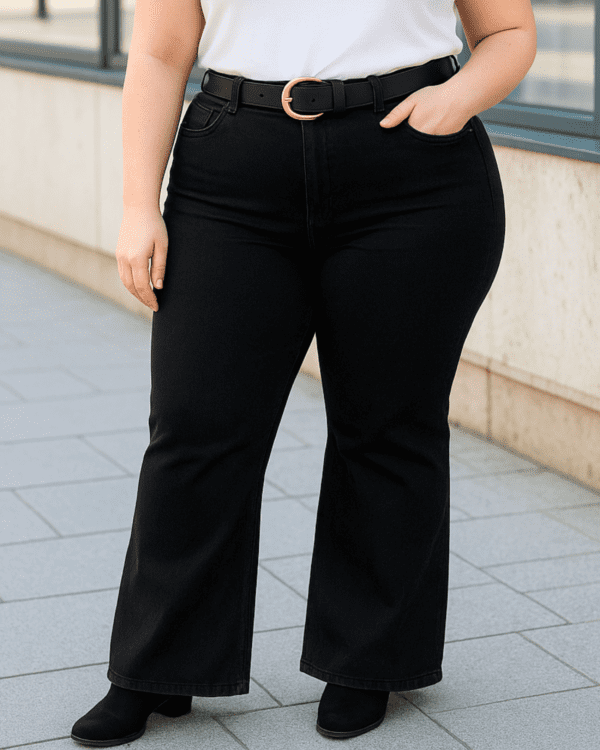 Pantalón Jean "FLARE LARGO NEGRO" - Imagen 2
